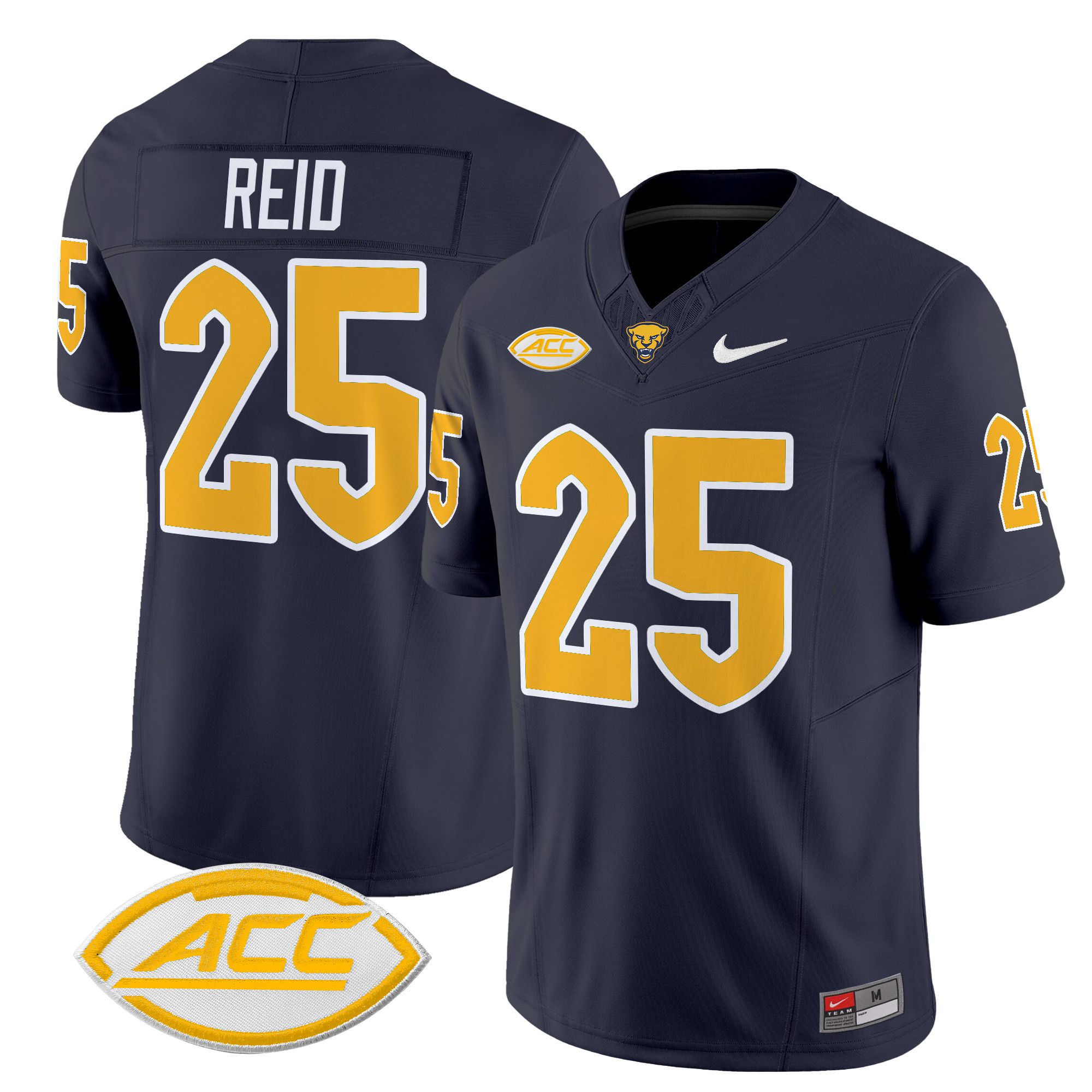 Men Pittsburgh Panthers 25 Reid Black Nike 2024 Vapor Limited NCAA Jersey style 1